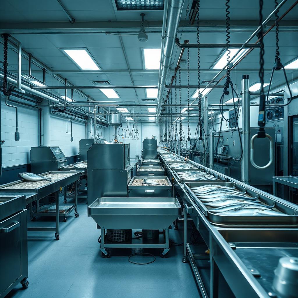 Linea di lavorazione e confezionamento tonno